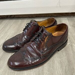 Cole Haan Men's Wingtip Dress Shoes Dark Brown Burgundy Lace Up Oxford Size 9